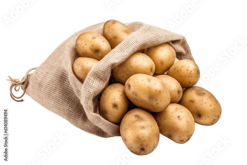 Transparent Background of Potatoes in a Bag. AI