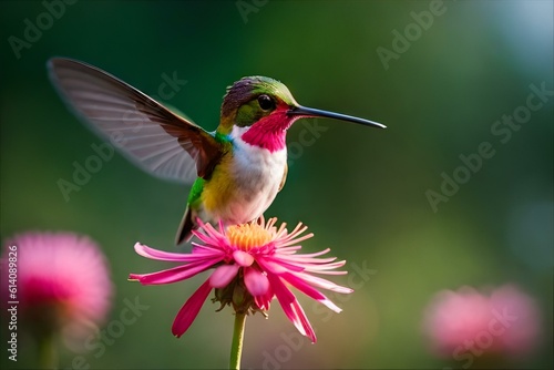 hummingbird feeding on flower 