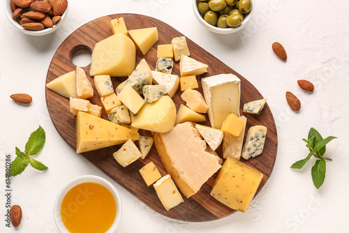 Wooden board with pieces of...