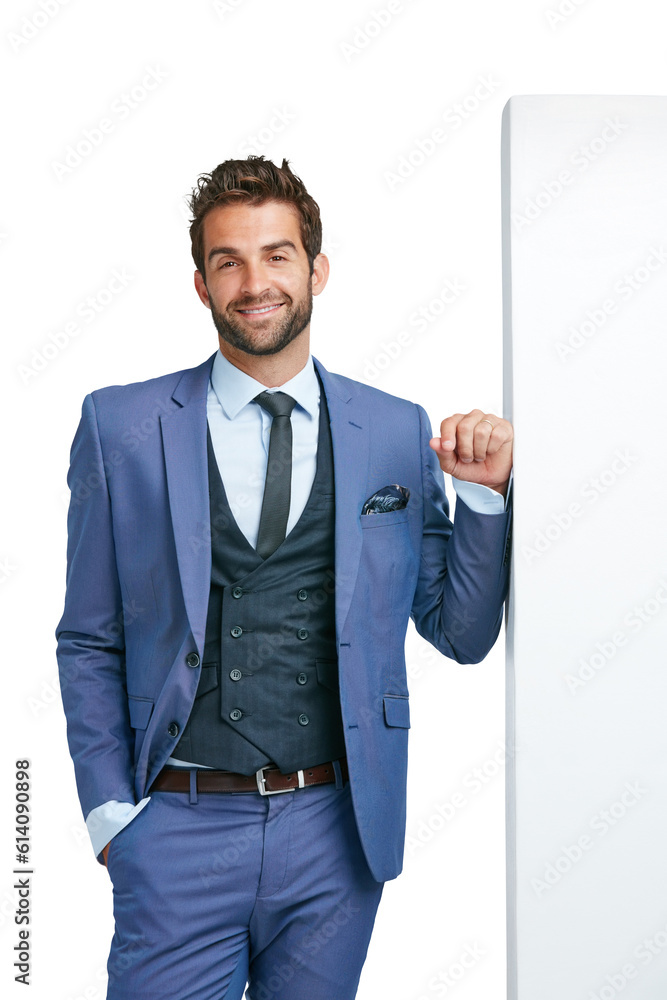 Business man, portrait and blank banner space or mockup for advertising announcement. Happy person with board, sign and poster for brand or logo isolated on a transparent, png background for fashion Business man, portrait and blank banner space or mockup for advertising announcement. Happy person with board, sign and poster for brand or logo isolated on a transparent, png background for fashion