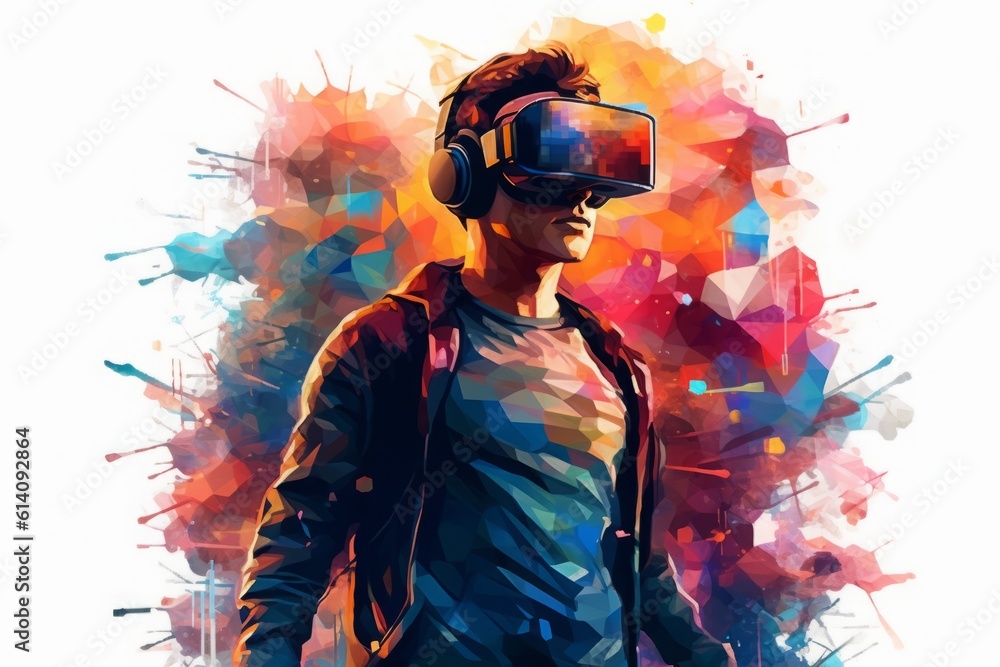 VRゴーグルを付けた男性,Generative AI AI画像 VRゴーグルを付けた男性,Generative AI AI画像