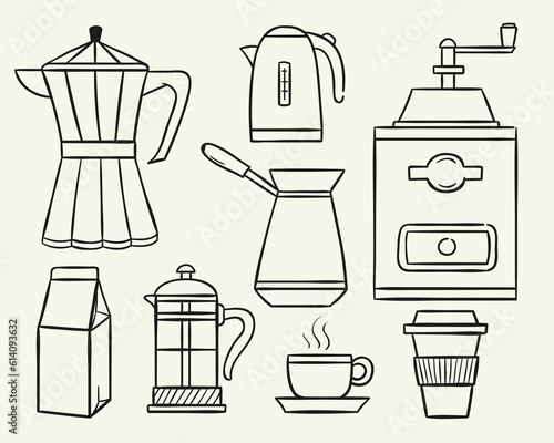 Coffee set. Hand drawn vector illustration