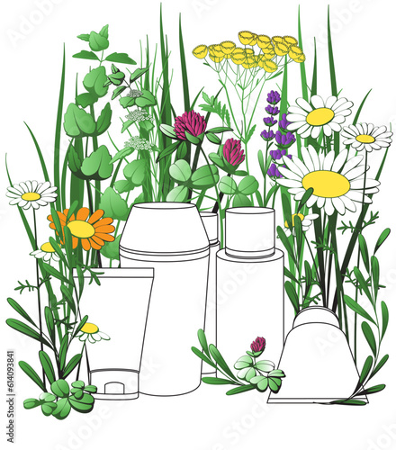 Natural and organic cosmetic. The cosmetic product of essential oils. Pure cosmetic organic ingredients.