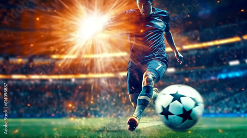 soccer player kicking the ball. Generative Ai. 