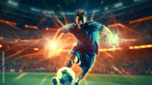soccer player on the stadium. Generative Ai.  © PETR BABKIN