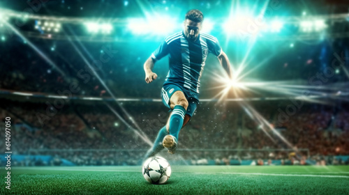 soccer player with ball. Generative Ai.  © PETR BABKIN