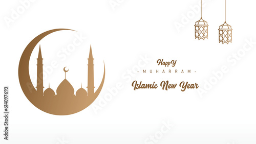 poster banner wallpaper template design for muharram islamic new year celebration