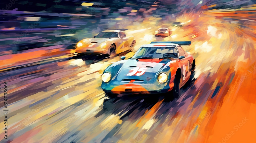 abstract image of car racing. Generative Ai. 