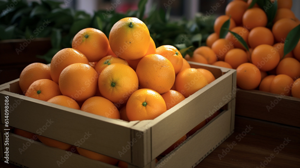 oranges in a box. Generative Ai. 