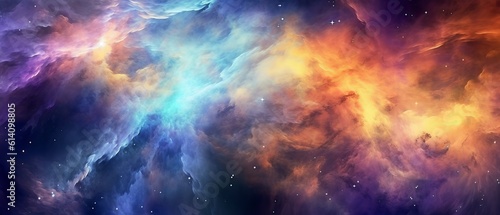 Colorful space galaxy cloud nebula. Starry night cosmos. Universe science astronomy. Supernova background wallpaper  background with space for text  Generative AI