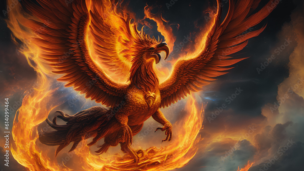The Phoenix Engulfed in Flames. Generative AI. The Phoenix Engulfed in Flames. Generative AI.