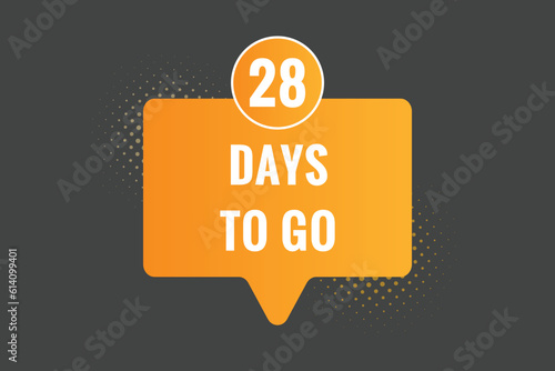 28 days to go text web button. Countdown left 28 day to go banner label