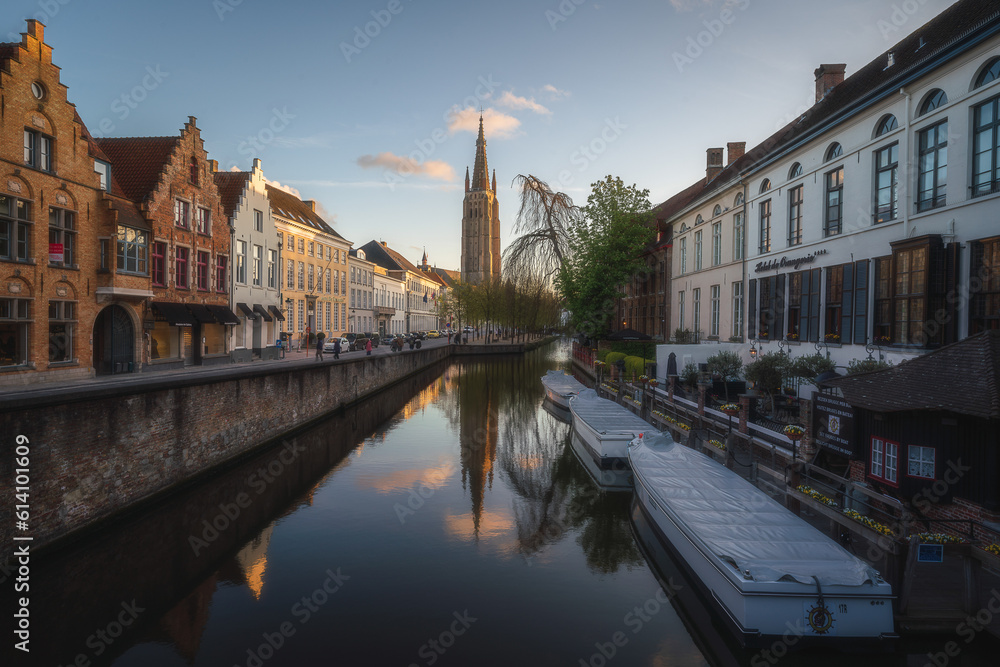 Historic buildings and canal landscapes in Bruges, Belgium Historic buildings and canal landscapes in Bruges, Belgium