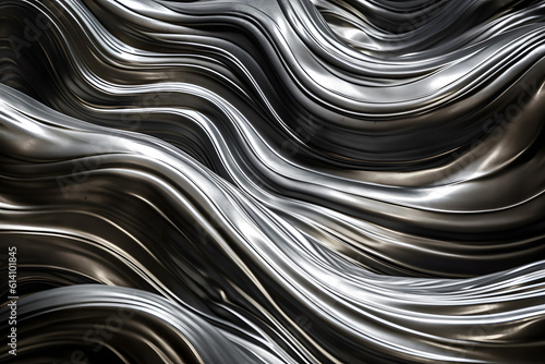 Silver metallic wavy background Generative AI
