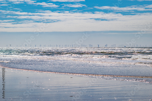 Blavand beach northern sea, wind park