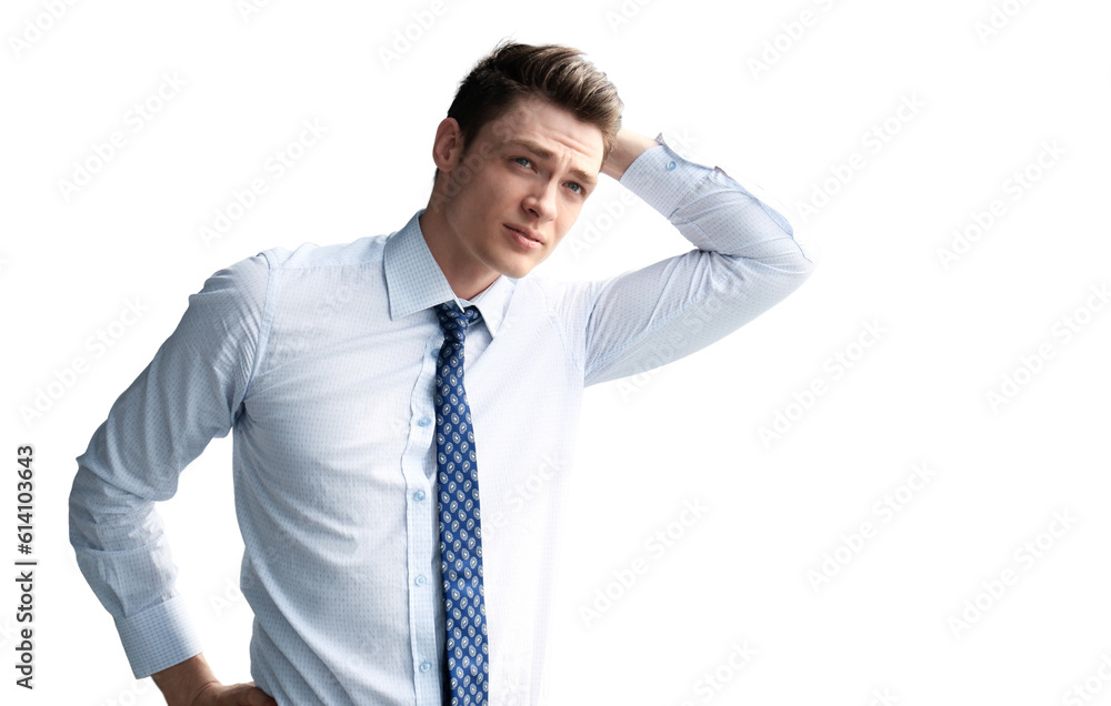 Young handsome businessman smiling on a transparent background Young handsome businessman smiling on a transparent background