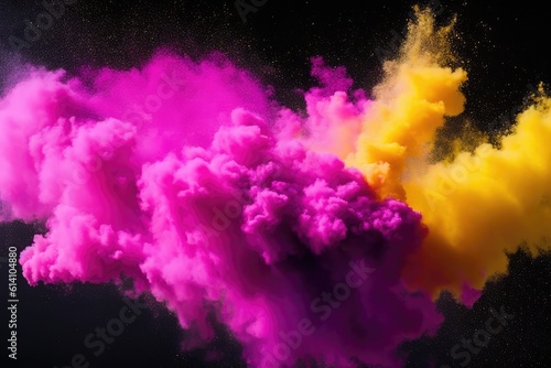 Pink and yellow dust cloud colliding