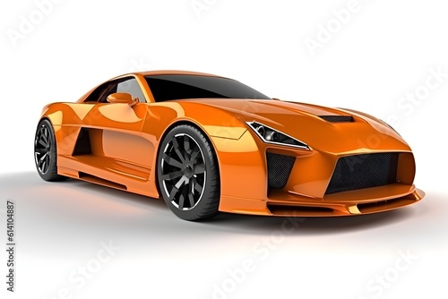 Orange sport car isolated, ai generated