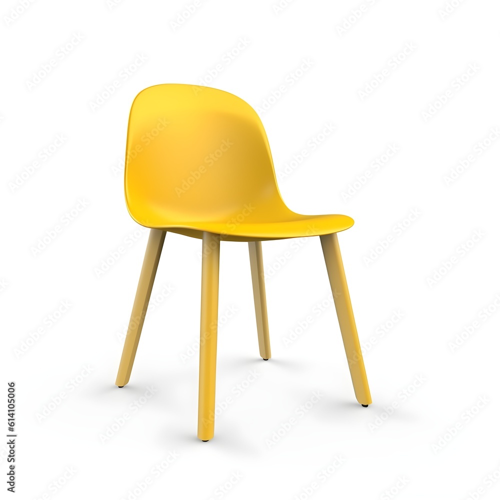 Yellow modern chair isolated on white background, ai generated Yellow modern chair isolated on white background, ai generated