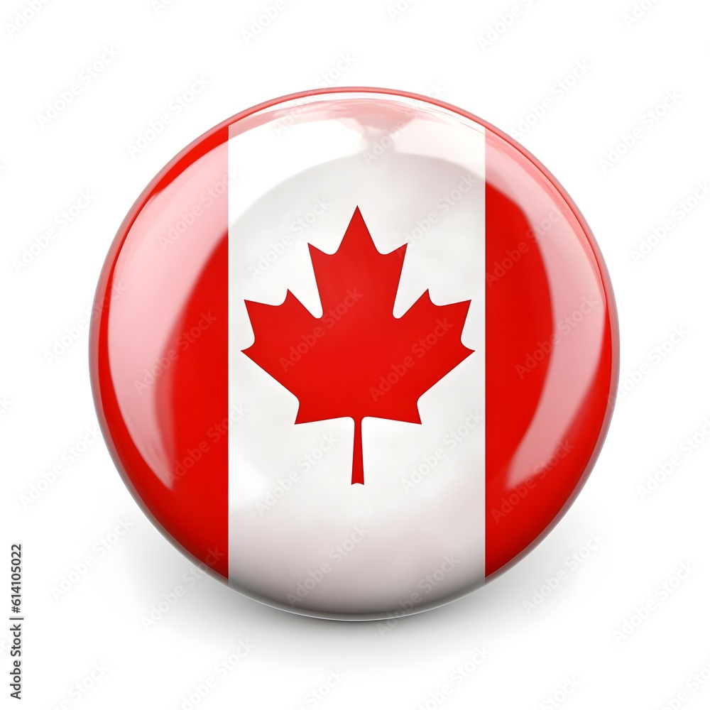 Icon button in Canada flag colors, ai generated Icon button in Canada flag colors, ai generated