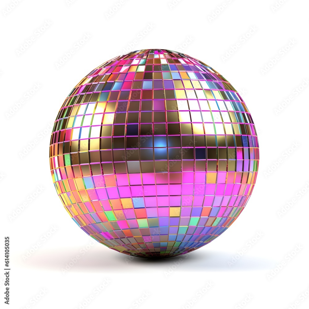 Colorful disco ball isolated on white background, ai generated Colorful disco ball isolated on white background, ai generated