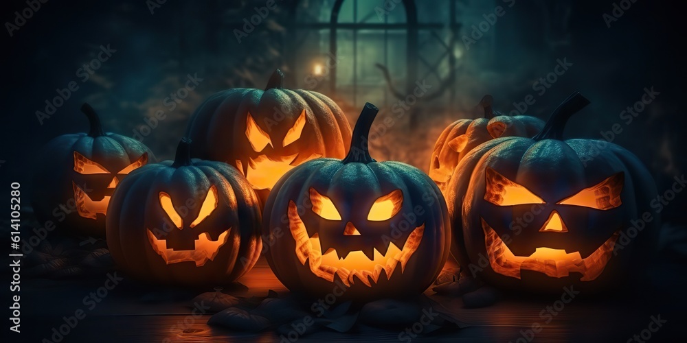 AI Generated. AI Generative. Halloween spooky boo scary horror night pumpkin with candle lantern. Decoration magic holiday. Graphic Art AI Generated. AI Generative. Halloween spooky boo scary horror night pumpkin with candle lantern. Decoration magic holiday. Graphic Art