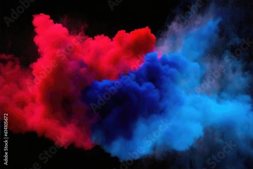 Red and blue dust cloud colliding
