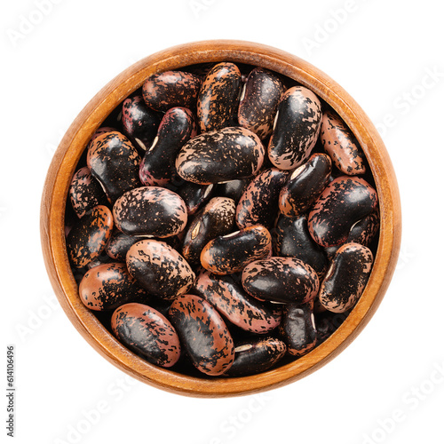Schilderij op canvas Scarlet Runner beans in a wooden bowl