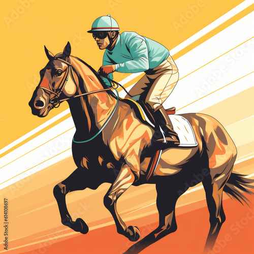 A Horse Racing Jockey Illustration, Generative AI