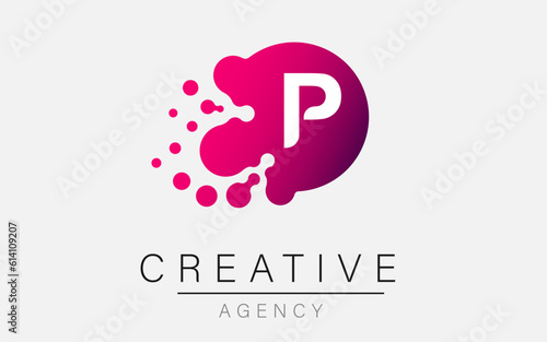 logo of the letters P. P is a letter vector design with dots