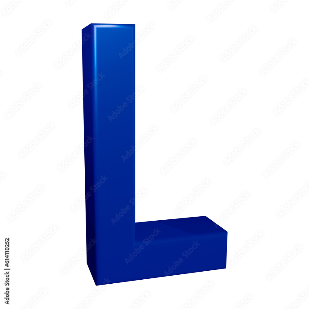 Blue alphabet letter l in 3d rendering for education, text concept Blue alphabet letter l in 3d rendering for education, text concept
