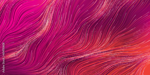Purple and Red Wavy Striped Abstract Background - Dark Colorful Moving  Flowing Stream in Curving Lines - Modern Style Digitally Generated Dark Futuristic Abstract 3D Geometric Design Tempate