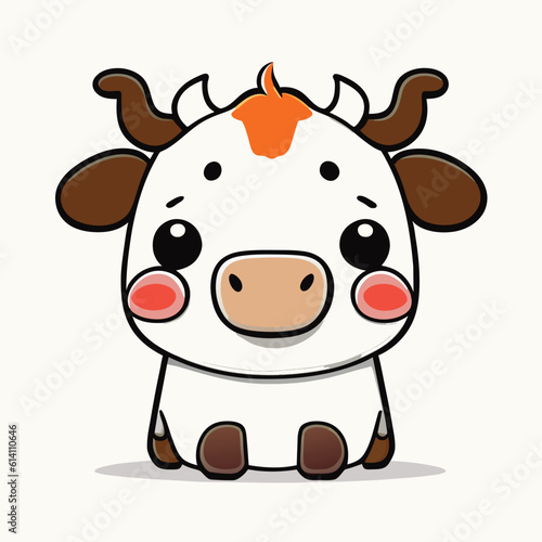   Cute Cartoon a Cow on white background