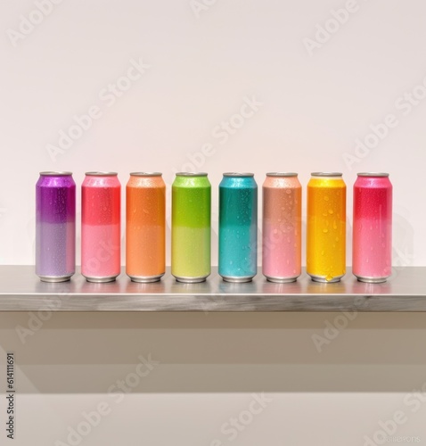 Vick's fruity sodas with a colorful border, in the style of color sensationalism, ai generative photo