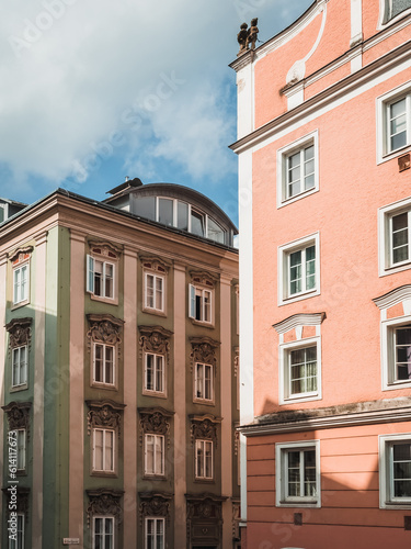 Facades of buildings in Linz, Austria
