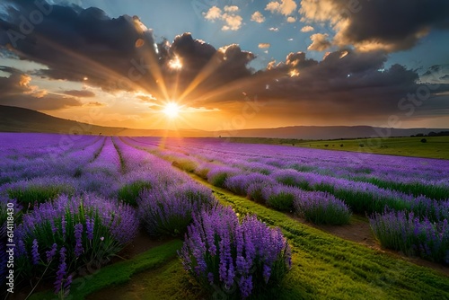 lavender field at sunset © nomi_creative