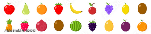 Fototapeta Naklejka Na Ścianę i Meble -  Fruit icons set. Vector illustration