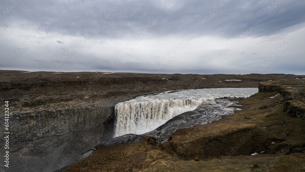 Fototapeta premium Dettifoss waterfall in iceland in moody weather
