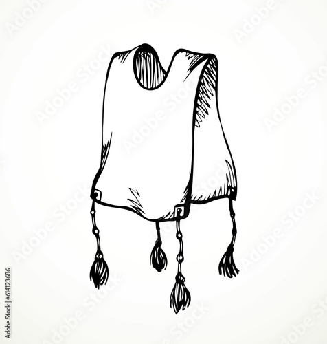 Vector drawing. Jewish clothing tzitzit