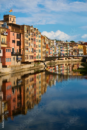 The colored houses on the banks of the River Ter, called Casas del Onyar, in Girona. Catalonia. Spain © JaviJfotografo