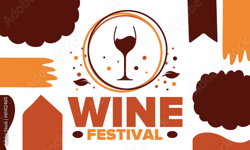 Wine Festival. For wine lovers. Wine tasting. Event for professionals in the wine industry. Winery, restaurants and bars. Trainings and master class for sommelier. Wineglass. Vector illustration
