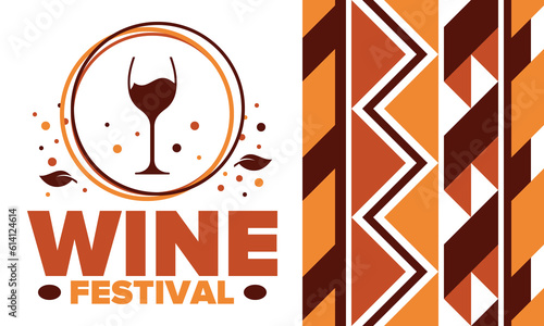 Wine Festival. For wine lovers. Wine tasting. Event for professionals in the wine industry. Winery, restaurants and bars. Trainings and master class for sommelier. Wineglass. Vector illustration