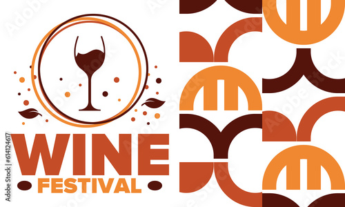 Wine Festival. For wine lovers. Wine tasting. Event for professionals in the wine industry. Winery, restaurants and bars. Trainings and master class for sommelier. Wineglass. Vector illustration