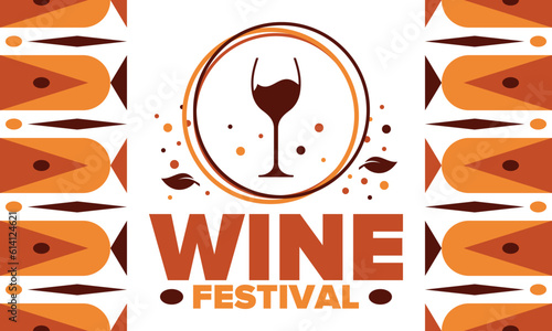 Wine Festival. For wine lovers. Wine tasting. Event for professionals in the wine industry. Winery, restaurants and bars. Trainings and master class for sommelier. Wineglass. Vector illustration