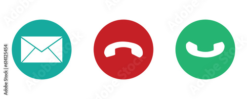 Set phone call icons.Accept call, decline  and message handset button.