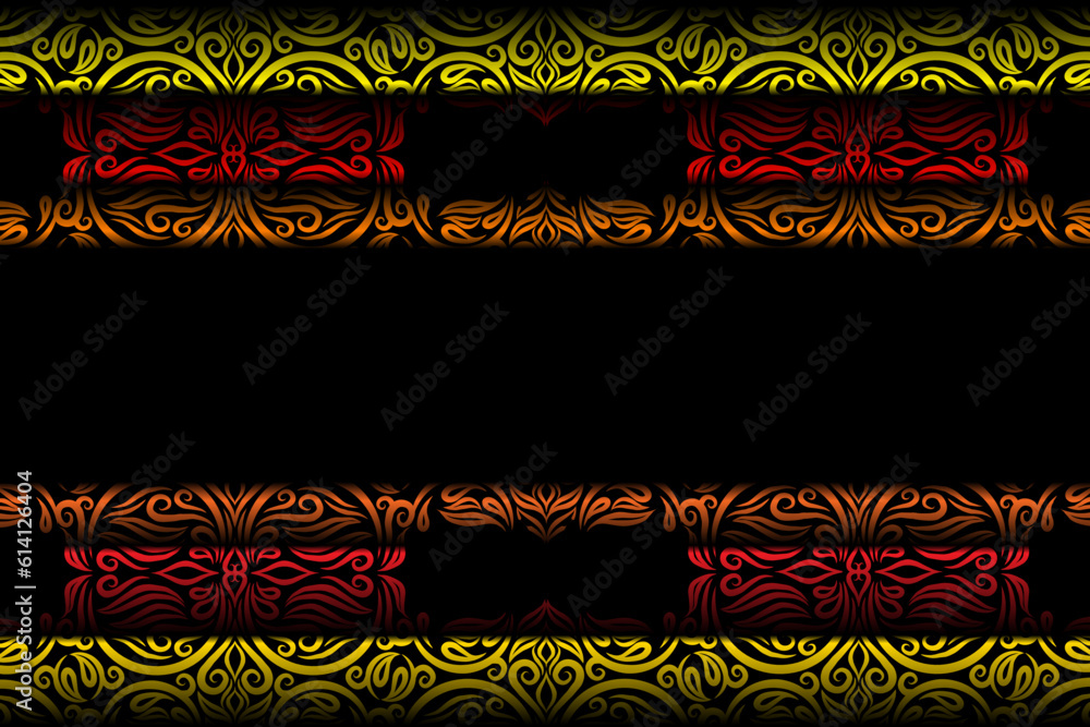 Limited edition luxurious design colourful rainbow flowers line art pattern of indonesian culture traditional  batik ethnic dayak for background wallpaper textile or fashion
