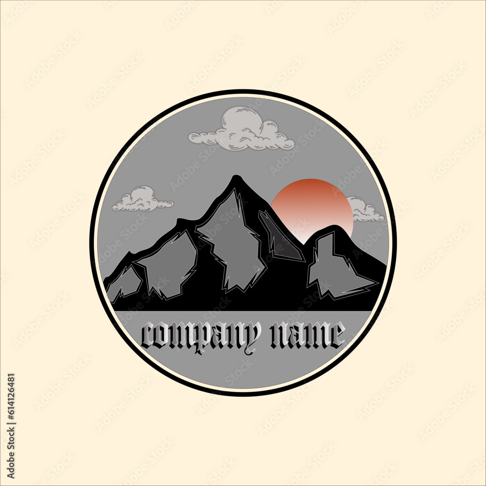 sunrise in mountain logo vector ilistration