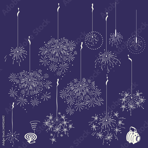 Japanese sparkler illustration material collection,