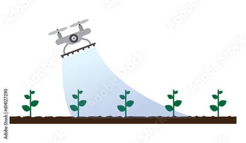Agriculture vector with drone. Smart agriculture. farming with robot. Digital Farming Vector Design.