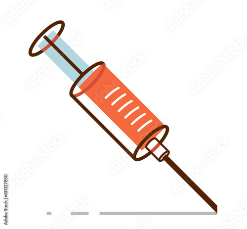 Vaccination theme vector illustration of a syringe isolated over white, epidemic or pandemic coronavirus covid 19 or flu or SARS or any other vaccine, pharmacology concept.